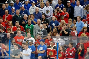 during Game One of the 2015 NHL Stanley Cup Final at Amalie Arena on June 3, 2015 in Tampa, Florida.
